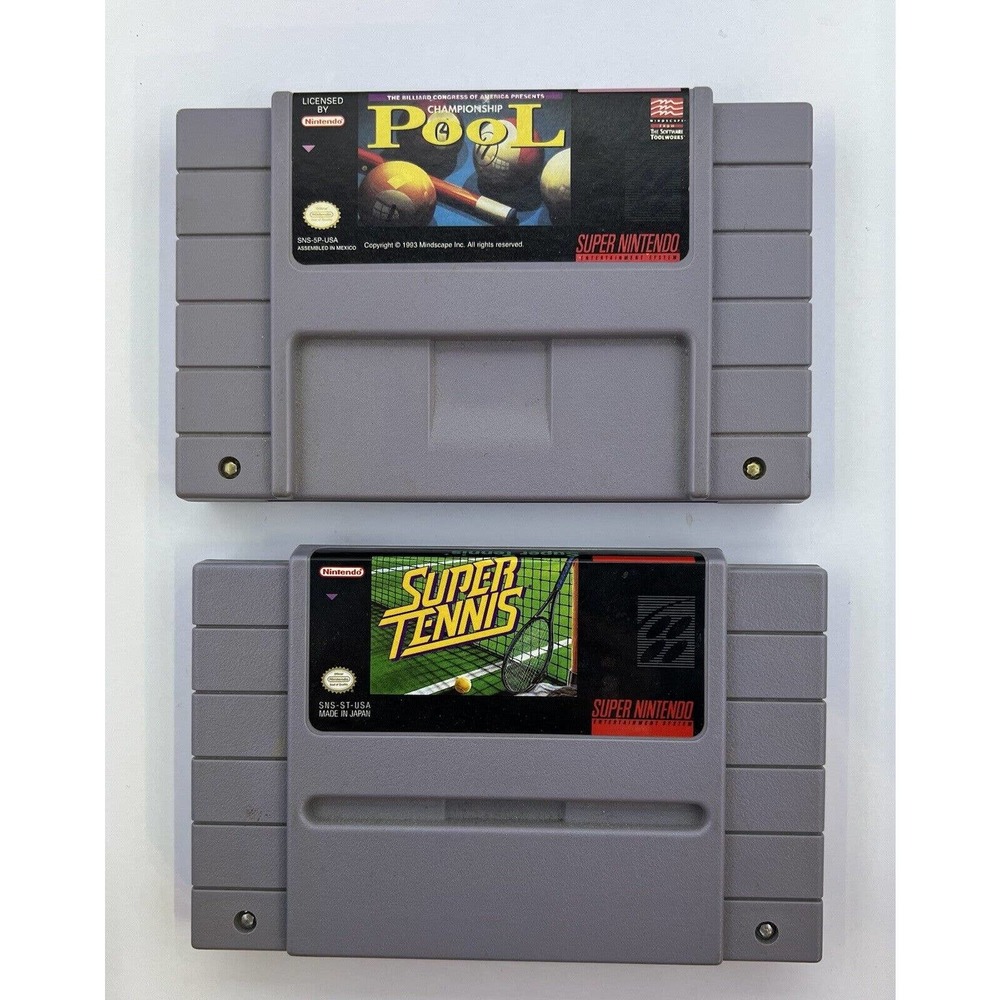 SNES lot Super Tennis & Championship Pool Super Nintendo OEM tested working